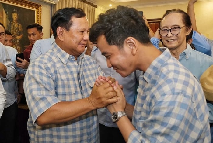Paslon Prabowo-Gibran menerima ucapan selamat dari sejumlah pihak setelah berada di posisi teratas dengan perolehan 56,32% dari cakupan progres suara masuk 43,93%. (Instagram.com/@gibran_Rakabuming)